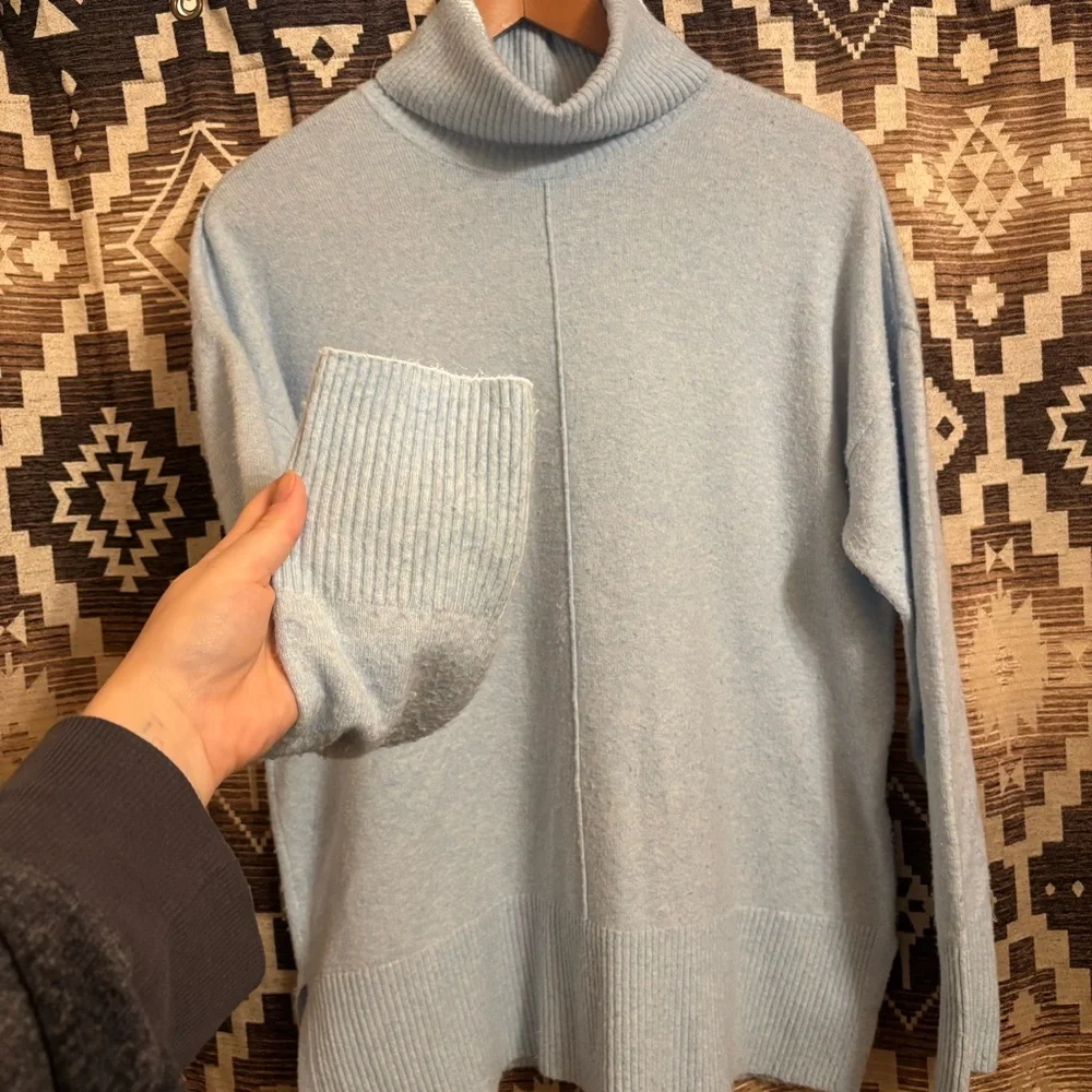 Calvin Klein Light Blue Sweater, Mock / Turtle Neck, Size Medium - Picture 2 of 14